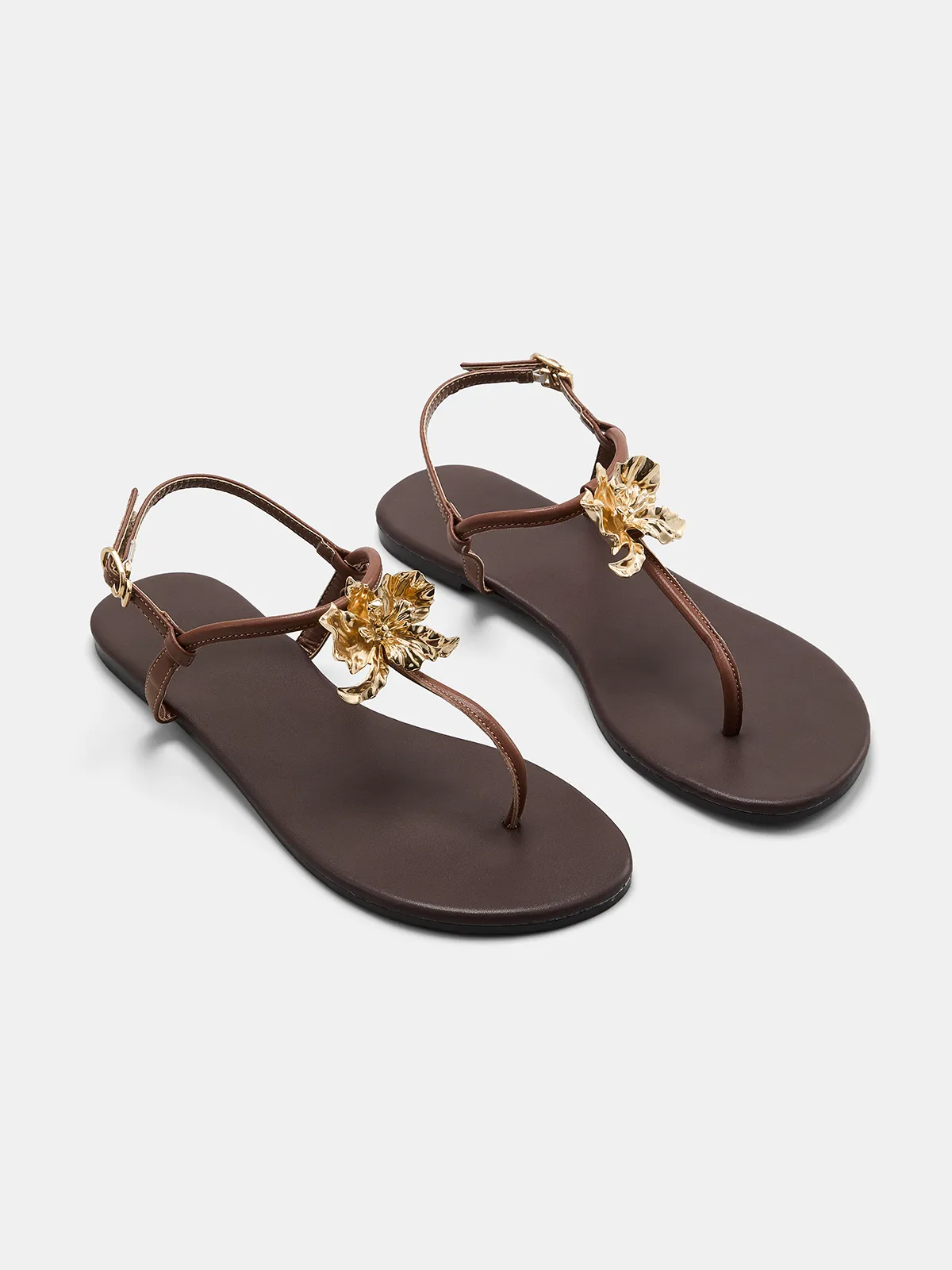 Flower Detail Thong Flat Sandals sold by COMMENSE