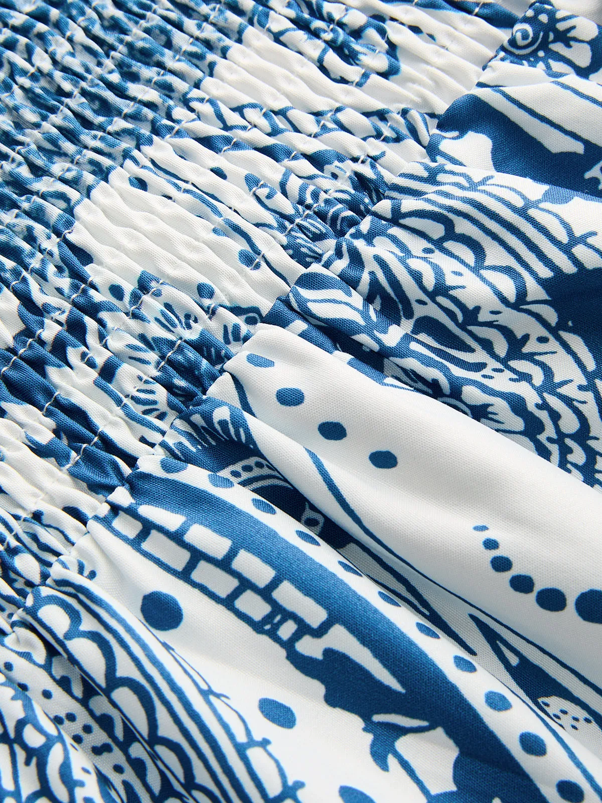 Smocked Waist Paisley Print Maxi Skirt sold by COMMENSE product image thumbnail 5