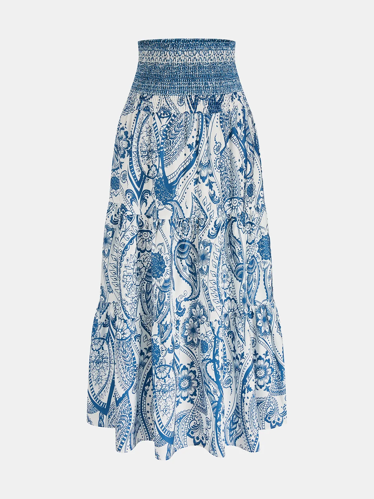 Smocked Waist Paisley Print Maxi Skirt sold by COMMENSE product image thumbnail 2