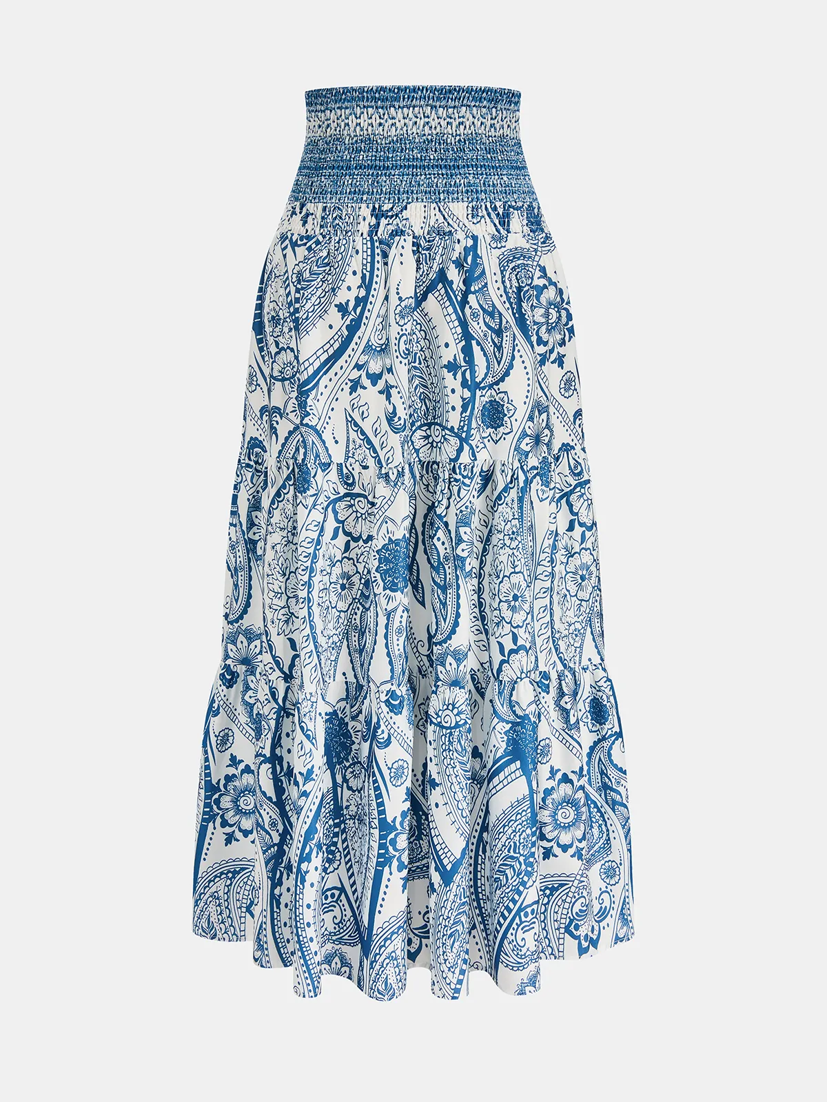 Smocked Waist Paisley Print Maxi Skirt sold by COMMENSE product image thumbnail 3