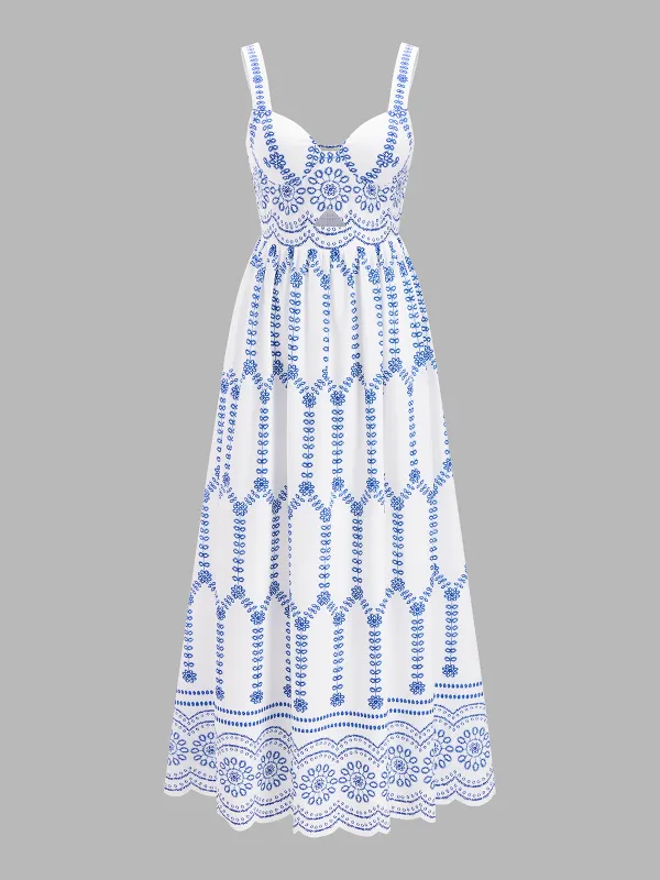 Boho Floral Print Cut-Out Maxi Dress made by COMMENSE