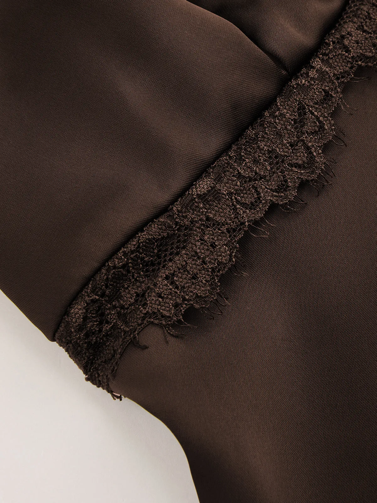 Lace Trim Satin V-Neck Cami Mini Dress sold by COMMENSE product image thumbnail 4