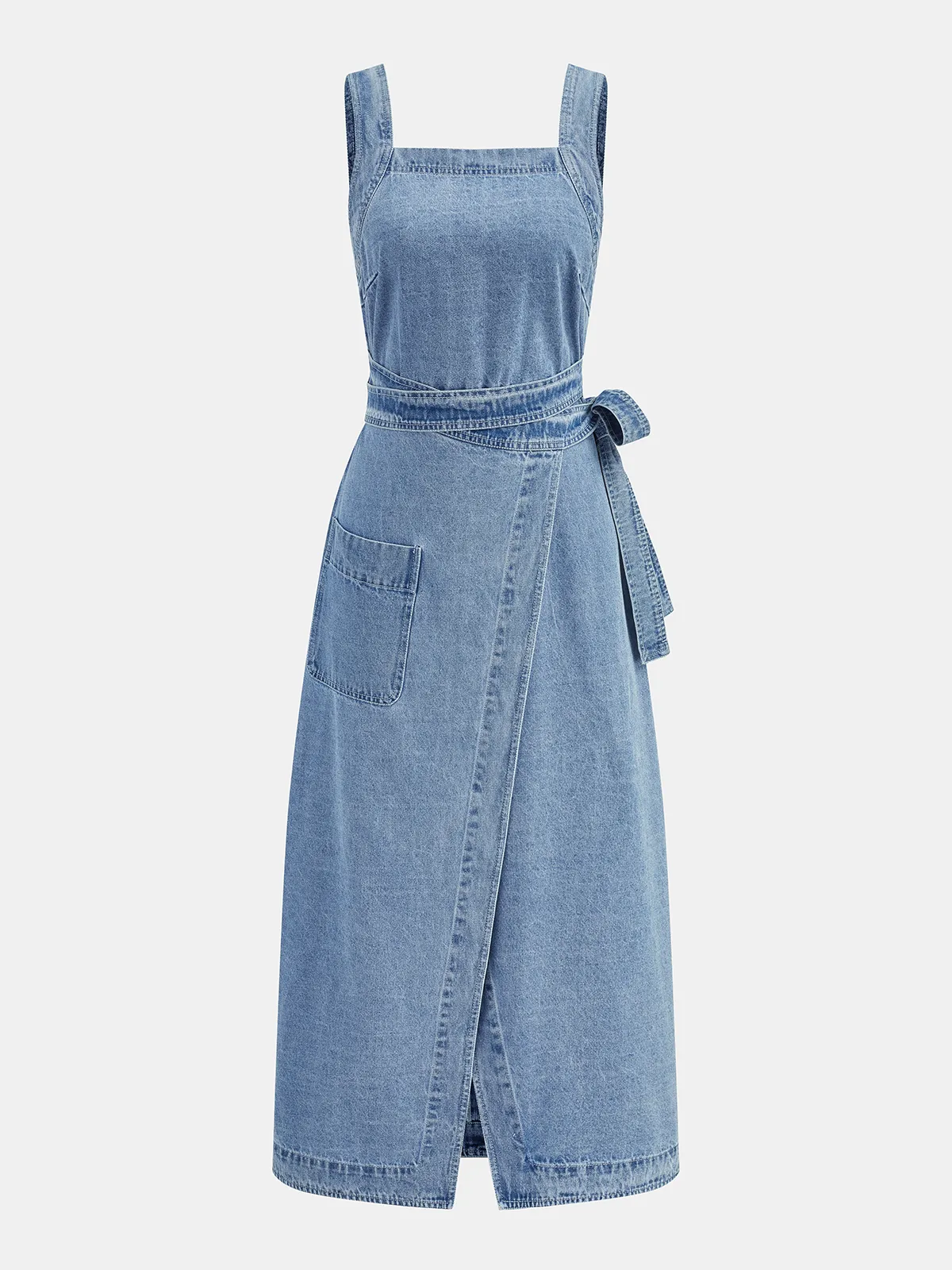 Sleeveless Tie Waist Denim Midi Dress sold by COMMENSE