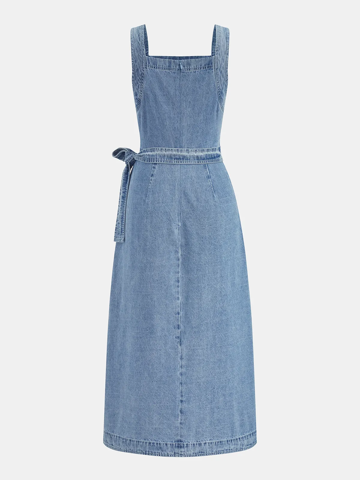 Sleeveless Tie Waist Denim Midi Dress sold by COMMENSE product image thumbnail 2