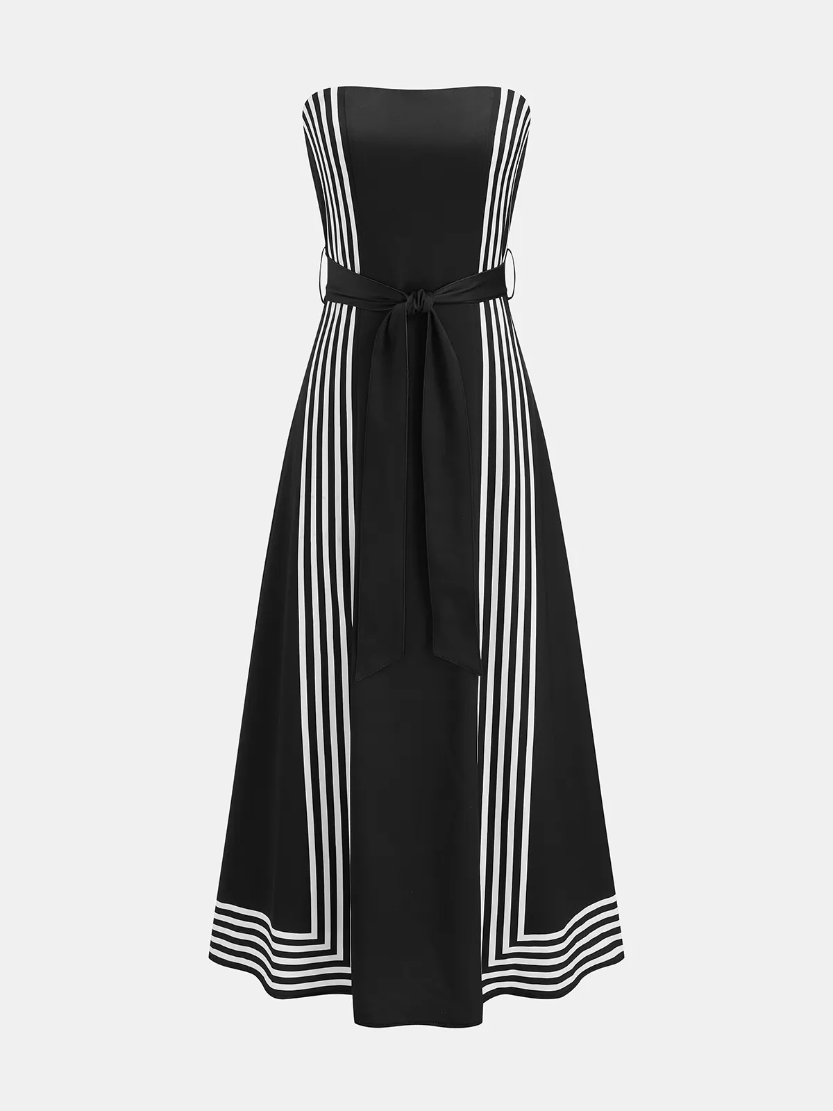 Strapless Striped Belted Midi Dress sold by COMMENSE product image thumbnail 2