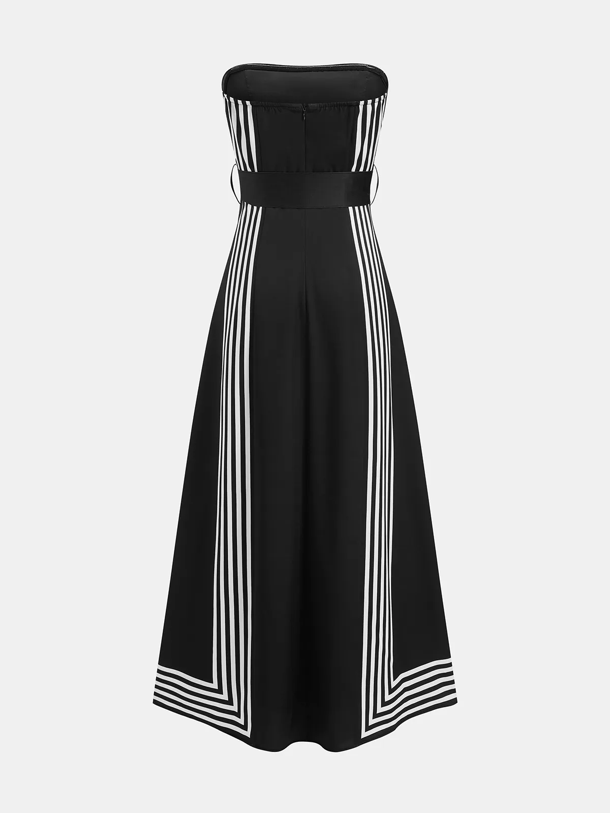 Strapless Striped Belted Midi Dress sold by COMMENSE product image thumbnail 3