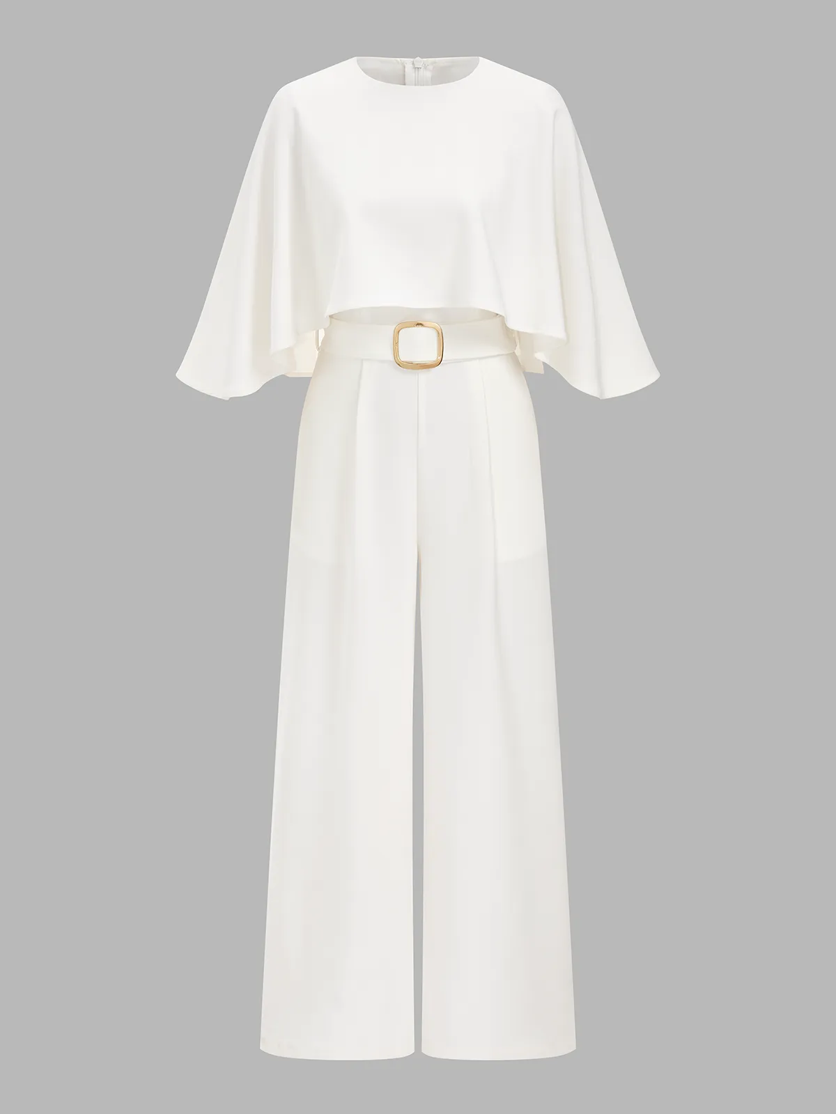 Cape-Sleeve Belted Wide-Leg Jumpsuit sold by COMMENSE product image thumbnail 2