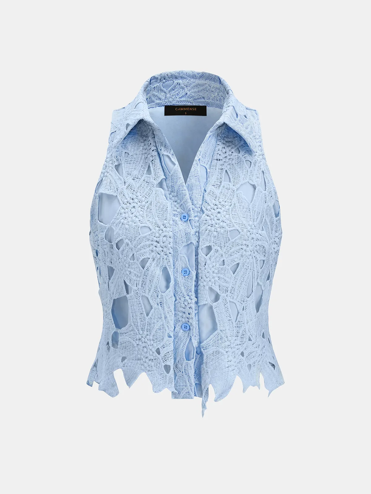 Lace Sleeveless Cropped Shirt & Pants Set sold by COMMENSE product image thumbnail 2