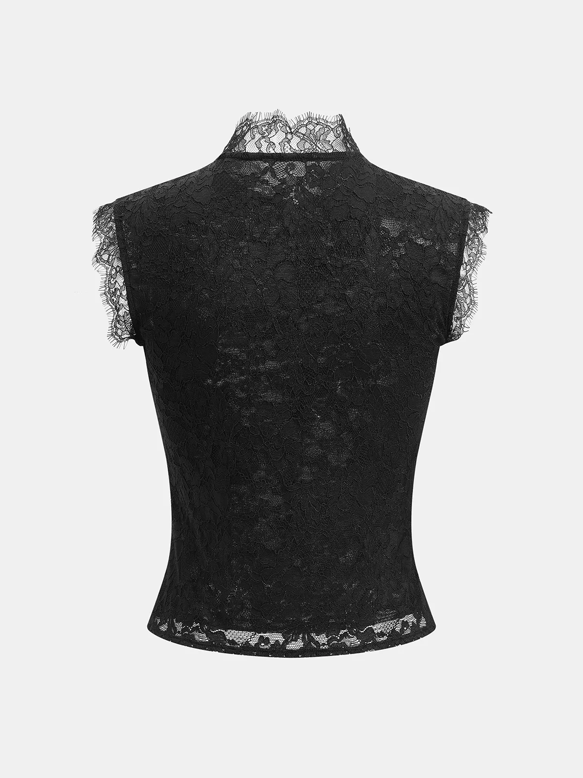 Floral Button Mandarin Collar Lace Top sold by COMMENSE product image thumbnail 2