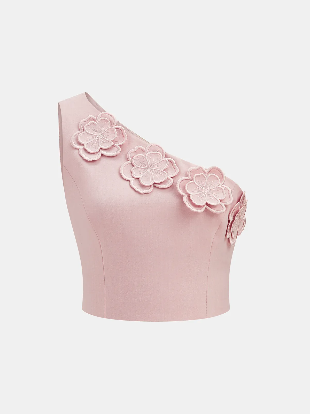 3D Flower One-Shoulder Crop Top & Pants Set sold by COMMENSE product image thumbnail 2
