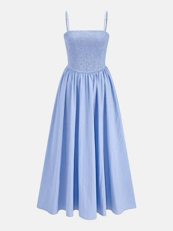 Cotton Blend Smocked Cami Maxi Dress made by COMMENSE