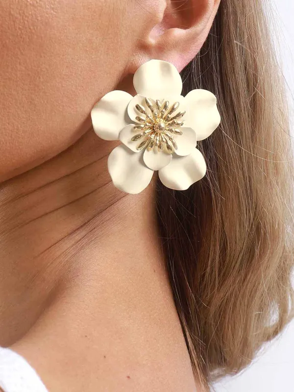 Large Flower Statement Drop Earrings made by COMMENSE