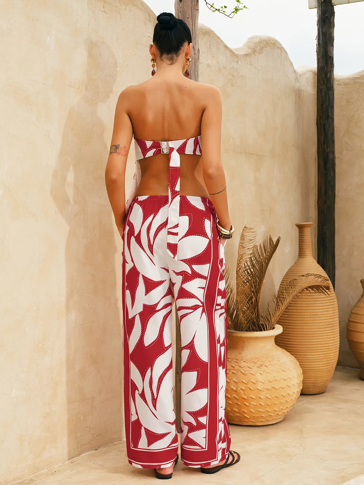 Abstract Print Strapless Top & Pants Set sold by COMMENSE product image thumbnail 2