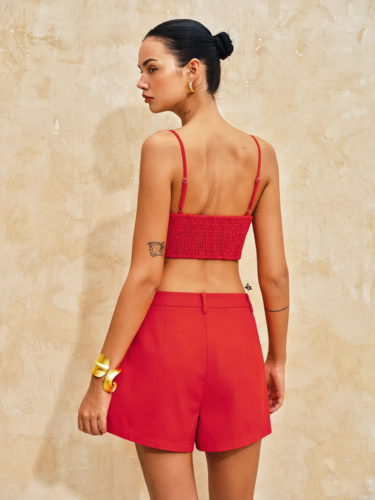 3D Flower Cotton Linen Cami Top & Shorts Set sold by COMMENSE product image thumbnail 5