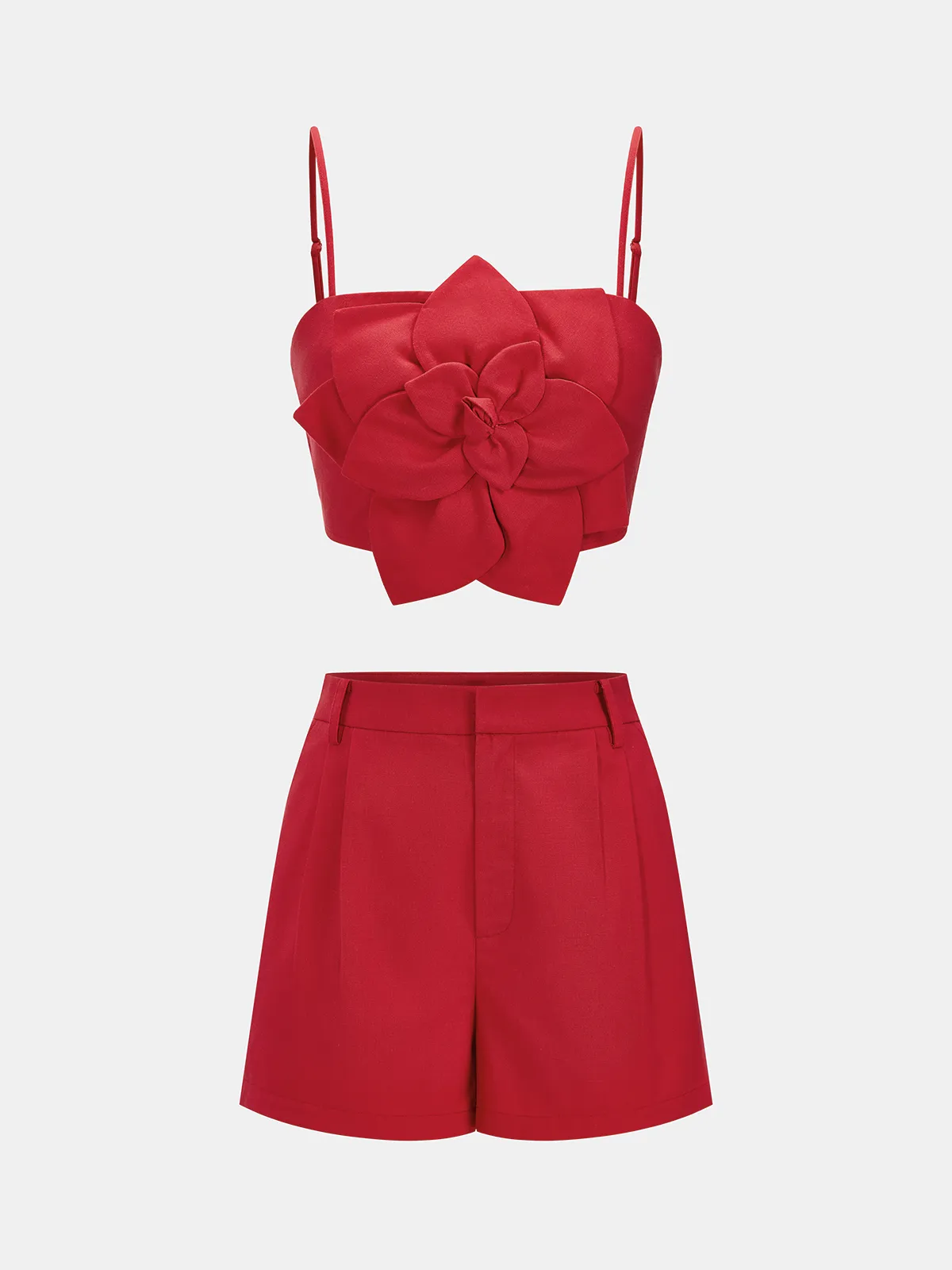 3D Flower Cotton Linen Cami Top & Shorts Set sold by COMMENSE product image thumbnail 2