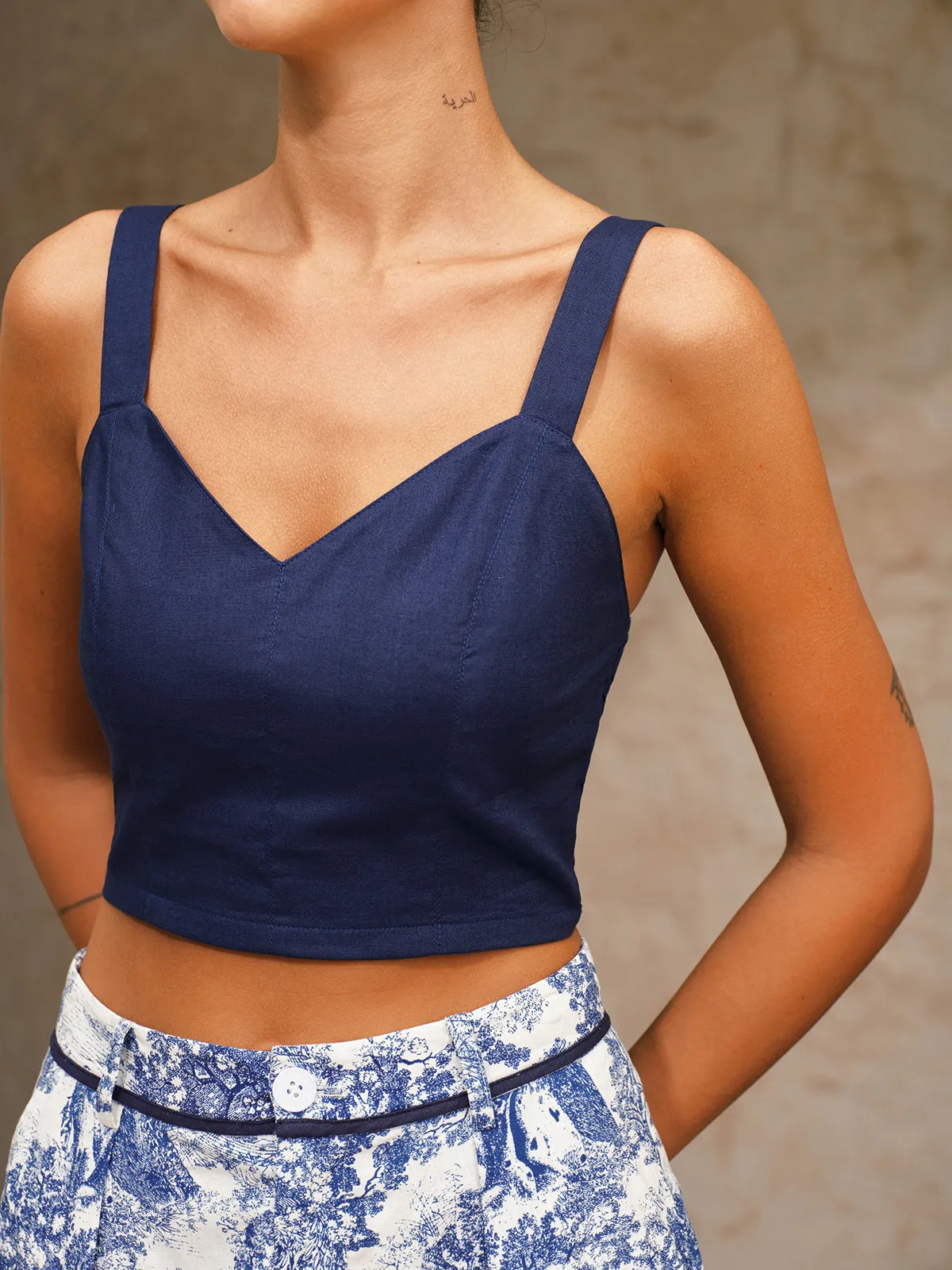 Cotton Linen Cami Top & Toile Print Shorts Set sold by COMMENSE product image thumbnail 3