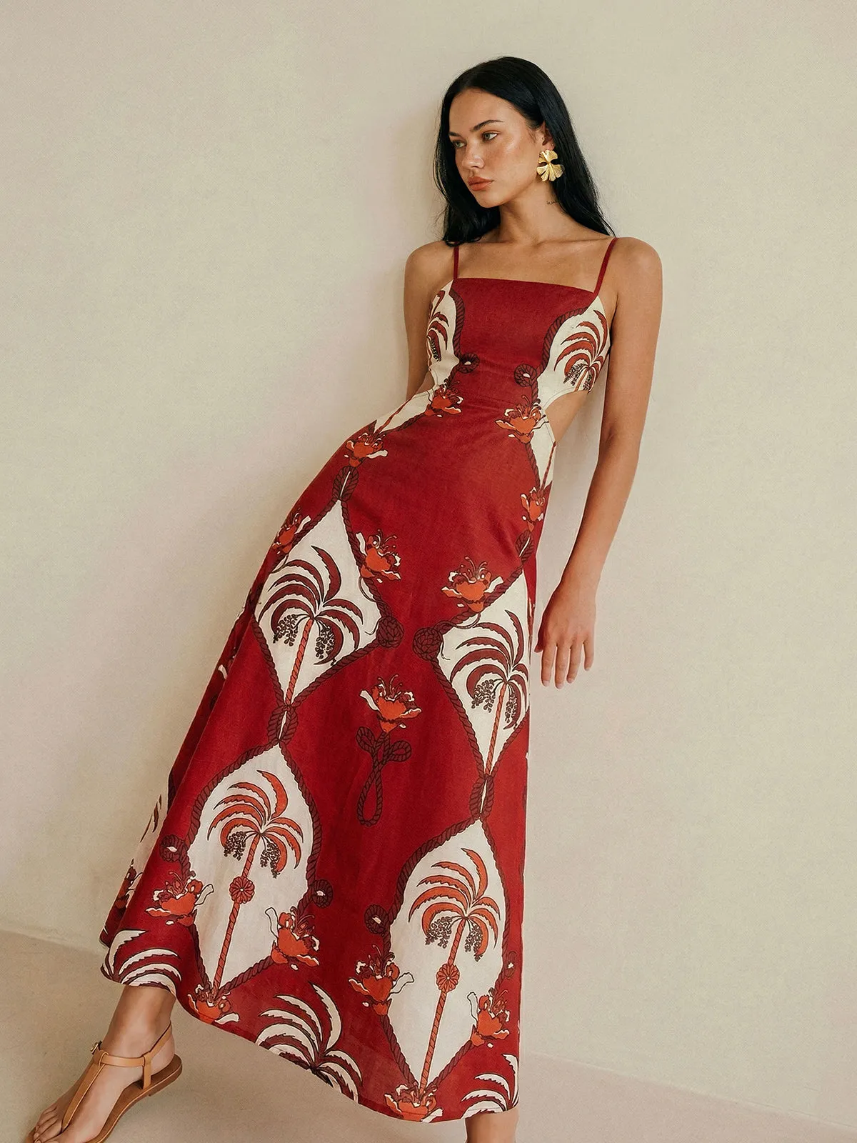 Tropical Print Cut-Out Cami Maxi Dress sold by COMMENSE product image thumbnail 3