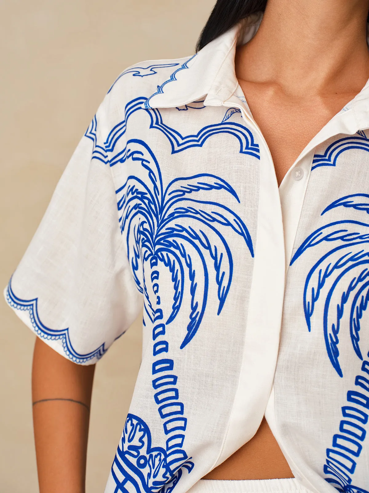 Palm Tree Print Shirt & Shorts Set sold by COMMENSE product image thumbnail 5