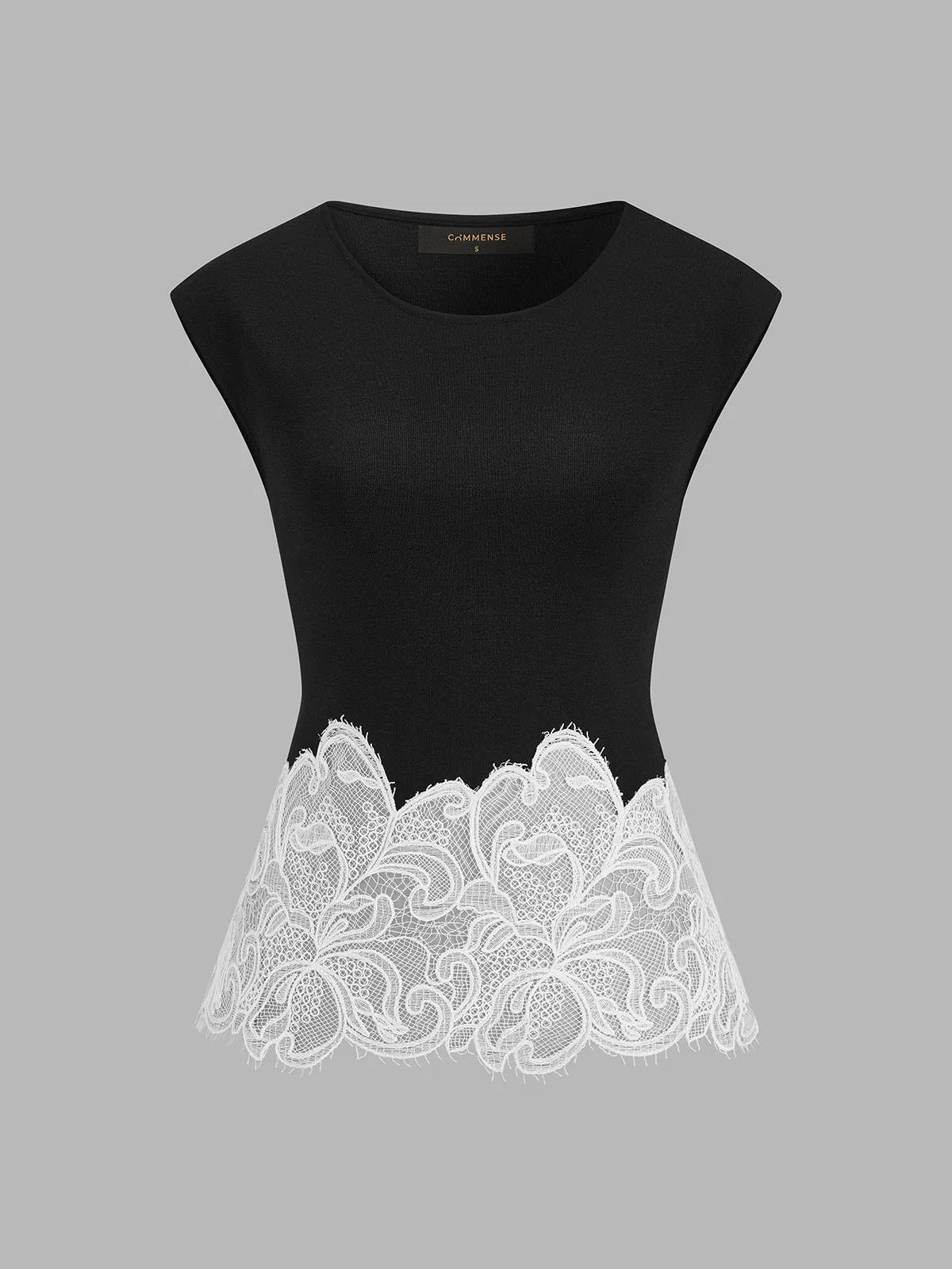 Lace Hem Knit Sleeveless Top sold by COMMENSE product image thumbnail 2