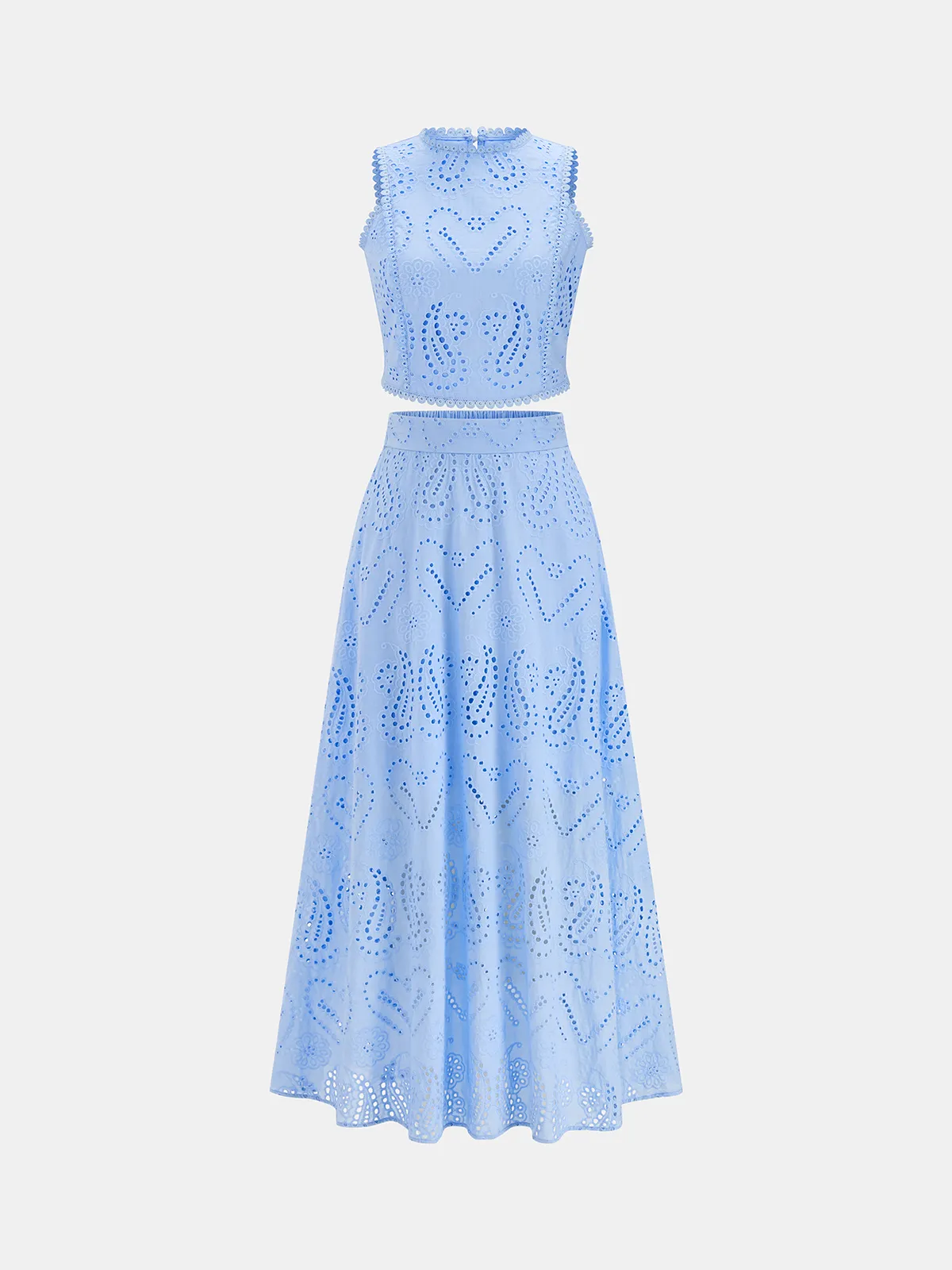 Eyelet Embroidery Top & Maxi Skirt Set sold by COMMENSE product image thumbnail 2