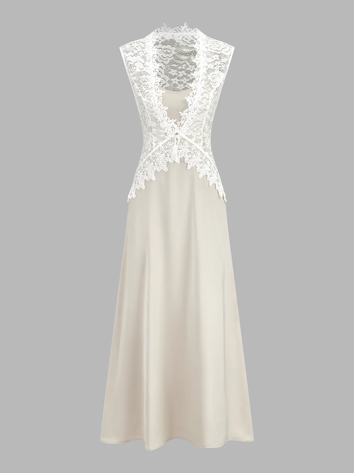 Satin Cami Dress & Lace Vest Two-Piece Set sold by COMMENSE product image thumbnail 2