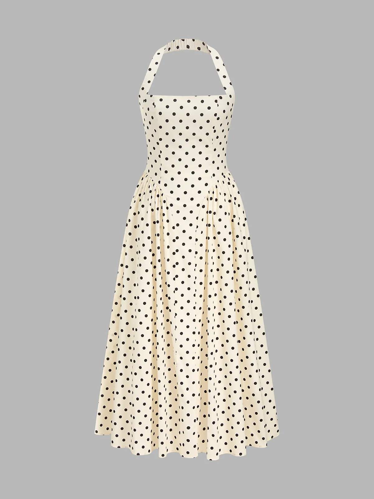 Polka Dot Halter Neck Maxi Dress sold by COMMENSE