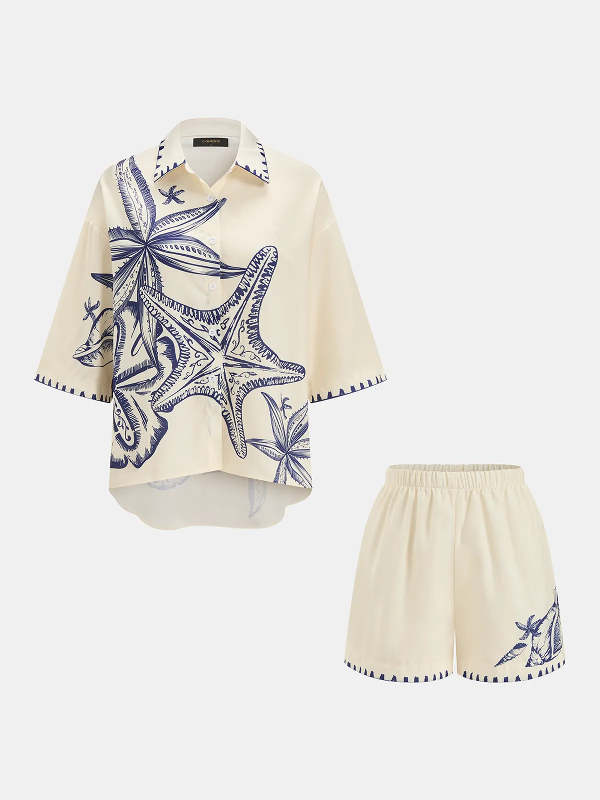 Seashell Print Shirt & Shorts Set sold by COMMENSE product image thumbnail 2