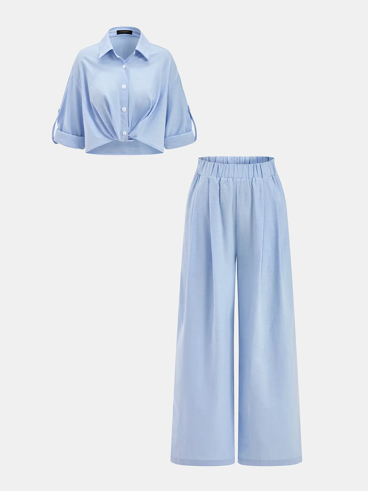 Cotton Linen Shirt & Wide Leg Pants Set sold by COMMENSE