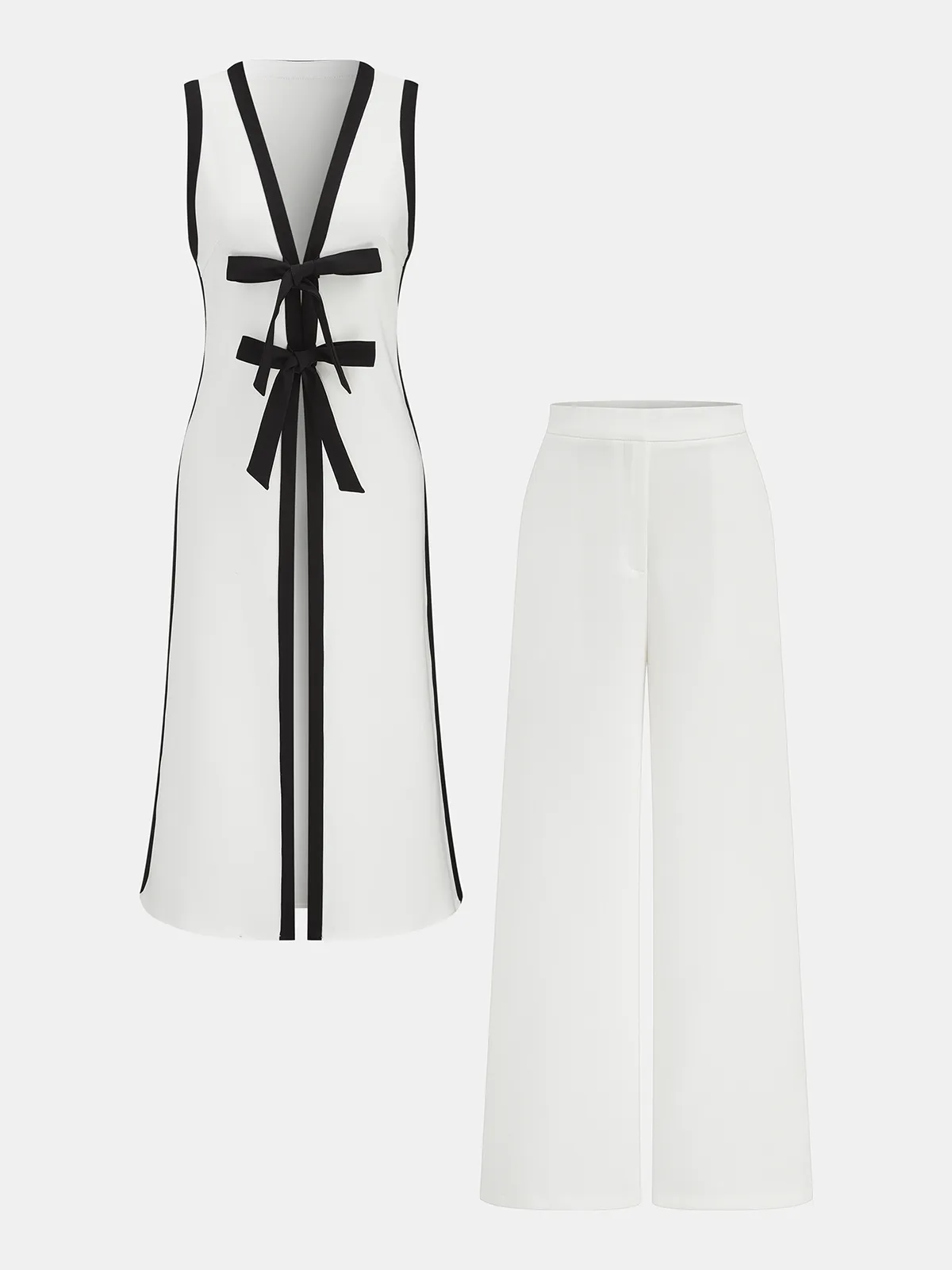 Bow Tie Longline Vest Coat & Pants Set sold by COMMENSE