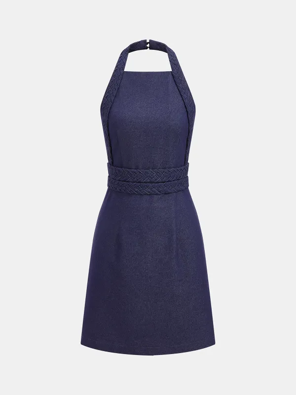 Braided Halter Backless Mini Dress made by COMMENSE