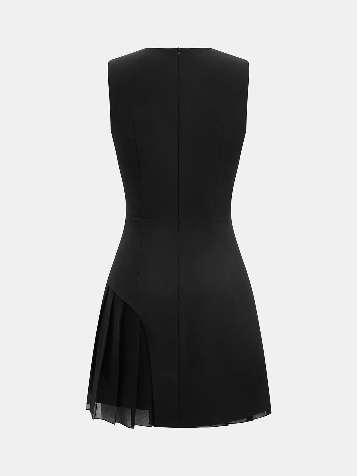 Button Detail Pleated Hem Sleeveless Mini Dress sold by COMMENSE product image thumbnail 2
