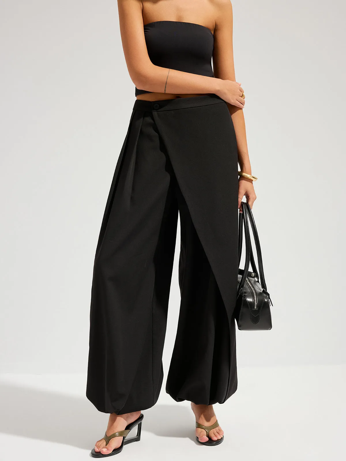 Asymmetric Overlay Wide Leg Pants sold by COMMENSE product image thumbnail 5