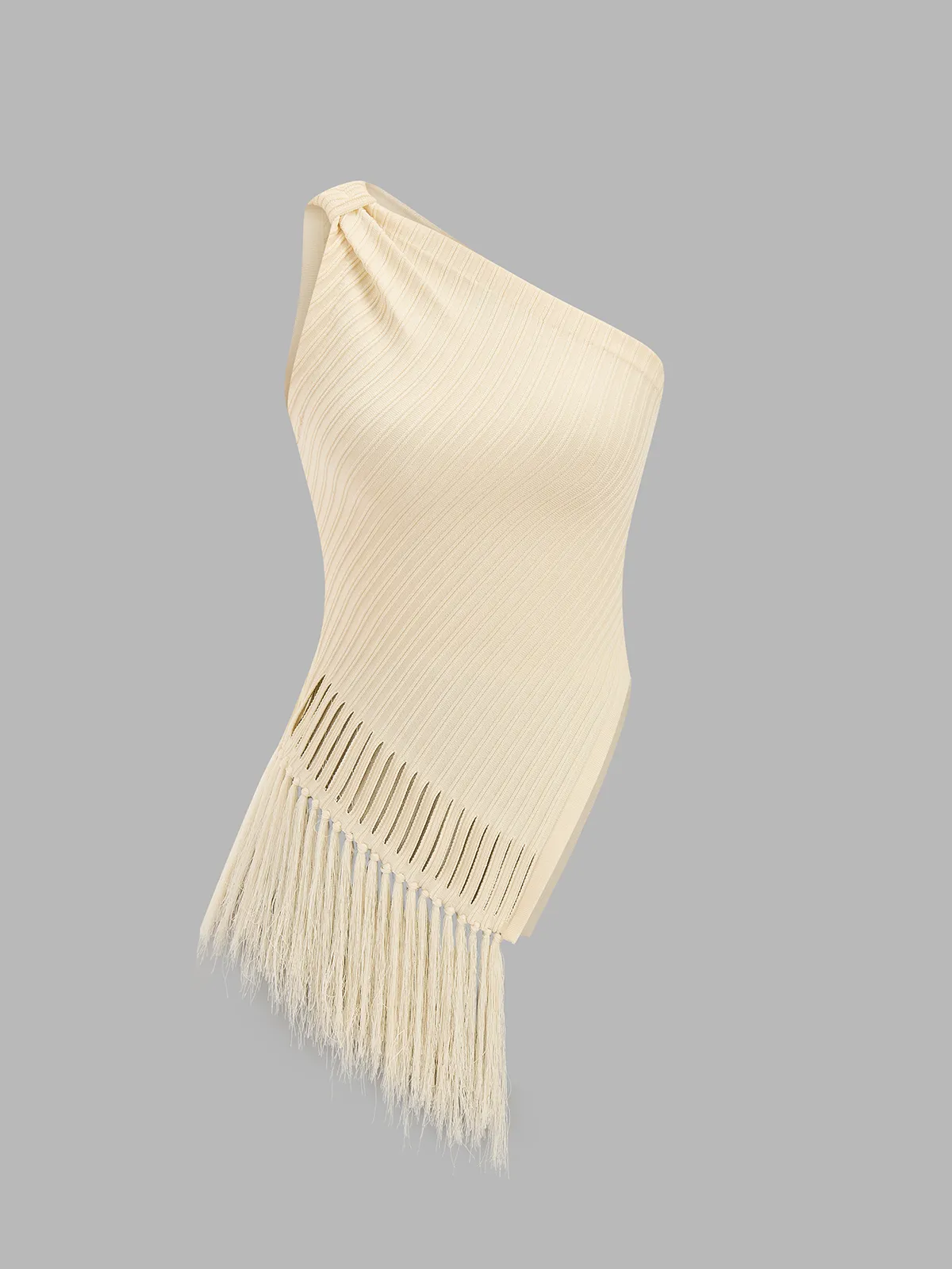 One Shoulder Fringe Knitted Tank Top sold by COMMENSE product image thumbnail 2