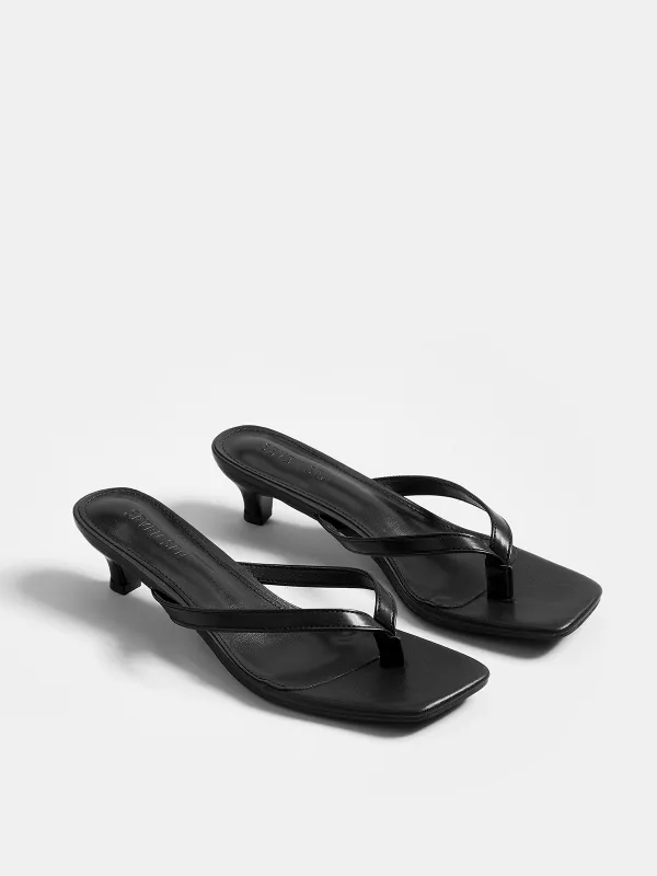 Genuine Leather Thong Kitten Heel Sandals made by COMMENSE