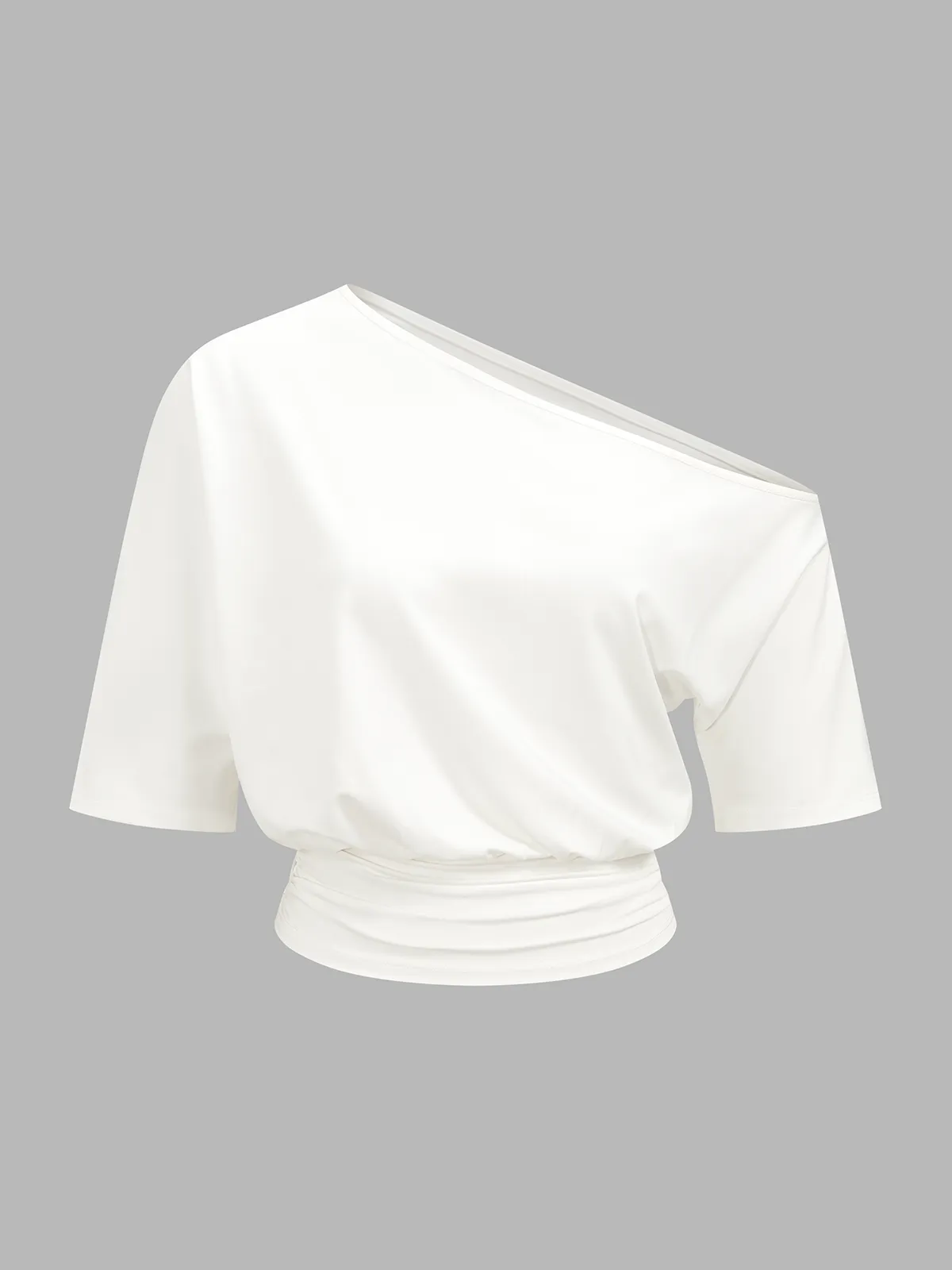 Off-Shoulder Cinched Waist Crop Top sold by COMMENSE product image thumbnail 2