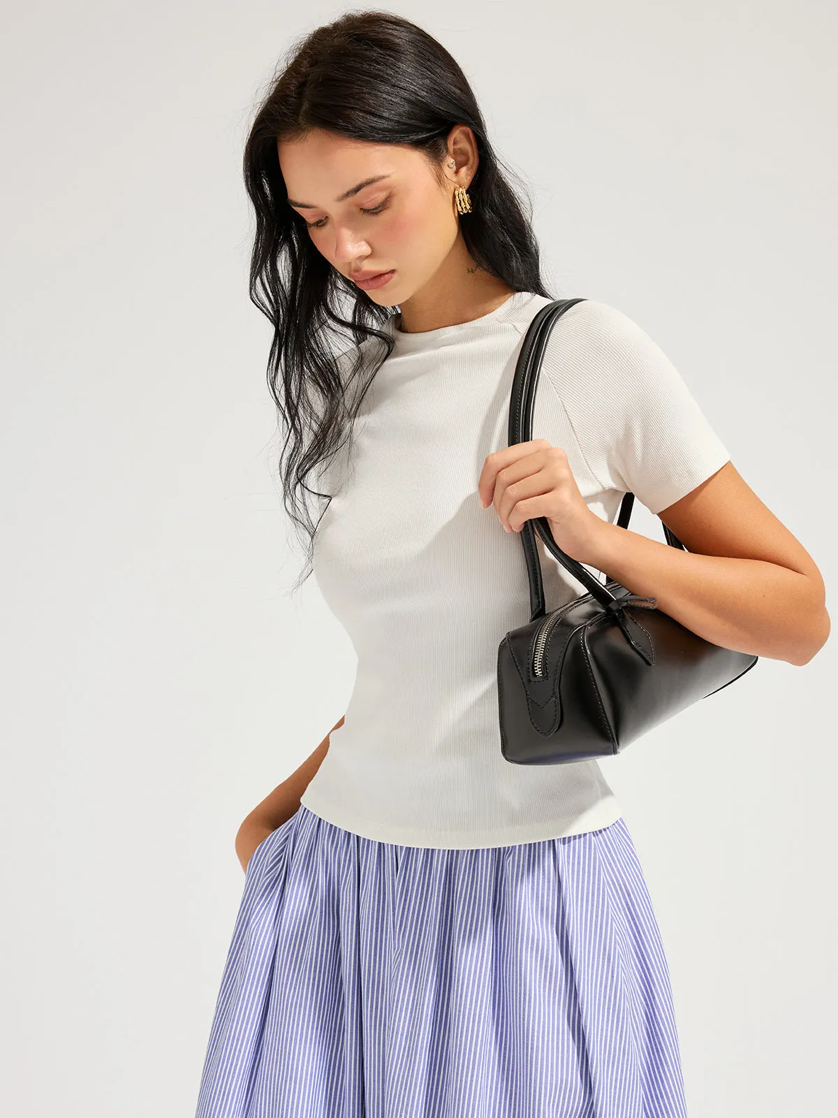 Ribbed Open Back Short Sleeve Top sold by COMMENSE product image thumbnail 2