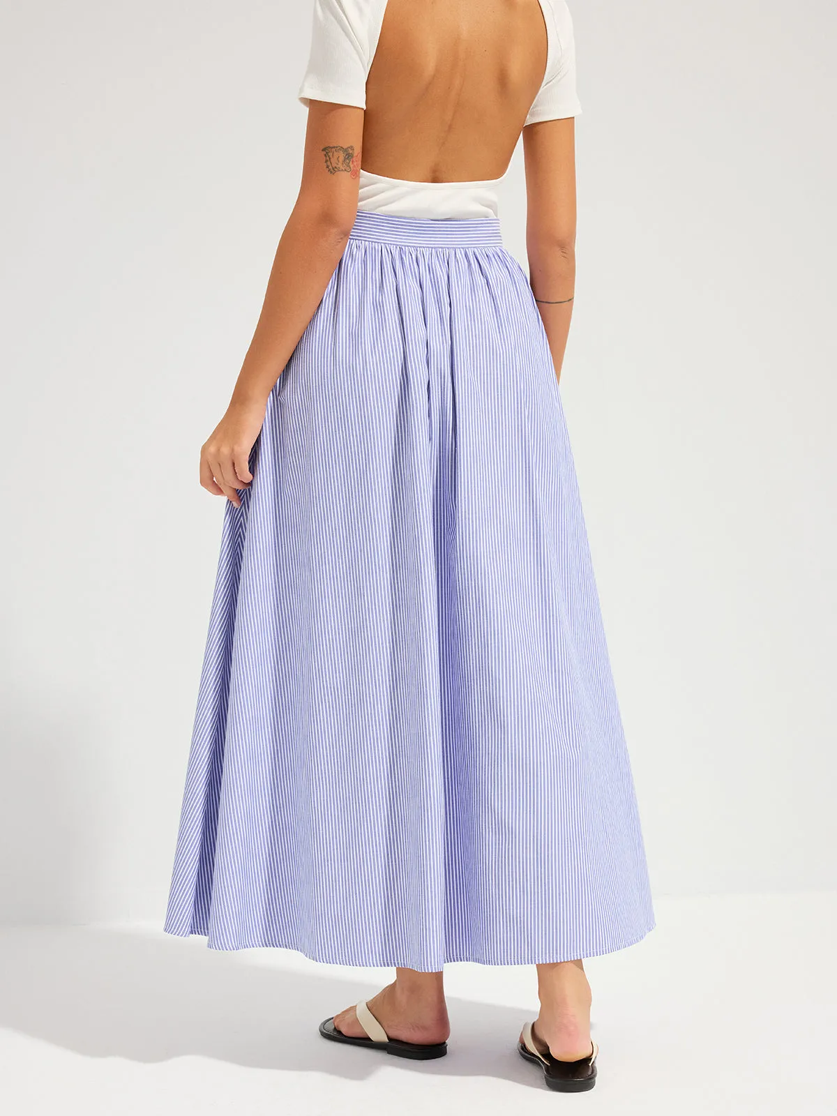 Oversized Striped Mid Waist Maxi Skirt sold by COMMENSE product image thumbnail 3