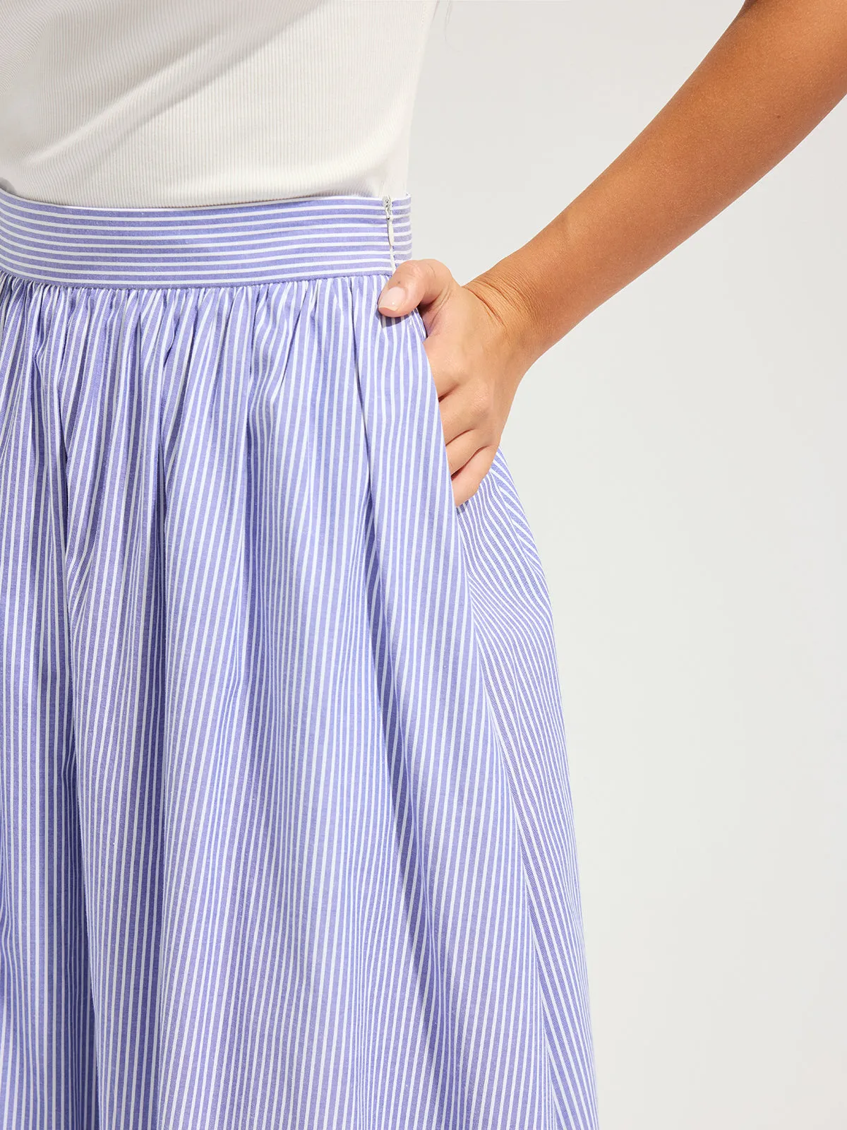 Oversized Striped Mid Waist Maxi Skirt sold by COMMENSE product image thumbnail 5