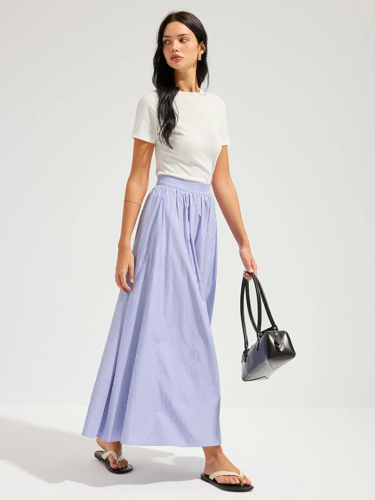 Oversized Striped Mid Waist Maxi Skirt sold by COMMENSE product image thumbnail 2