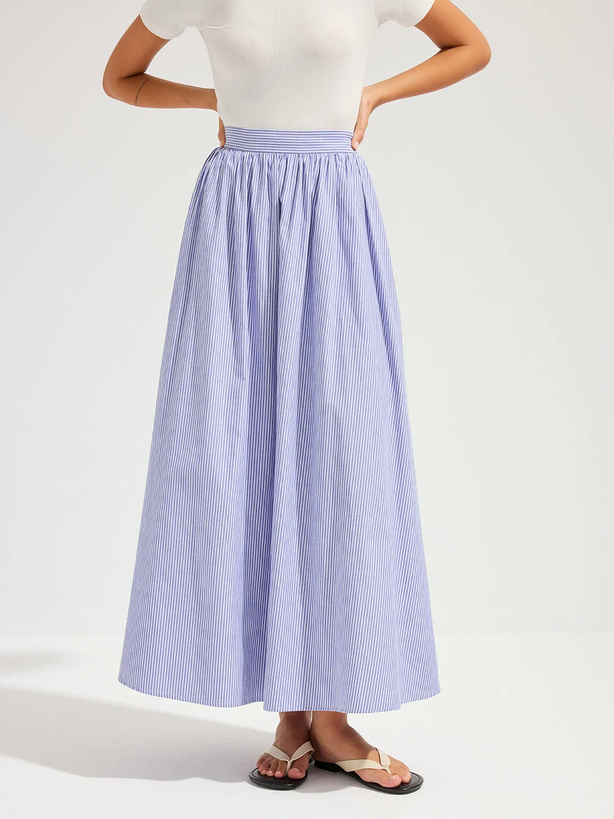 Oversized Striped Mid Waist Maxi Skirt sold by COMMENSE product image thumbnail 4