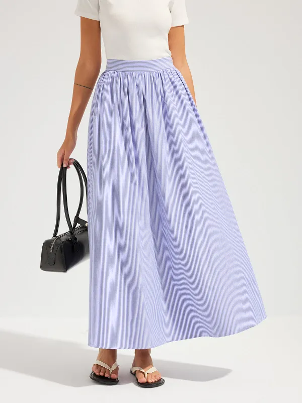 Oversized Striped Mid Waist Maxi Skirt made by COMMENSE