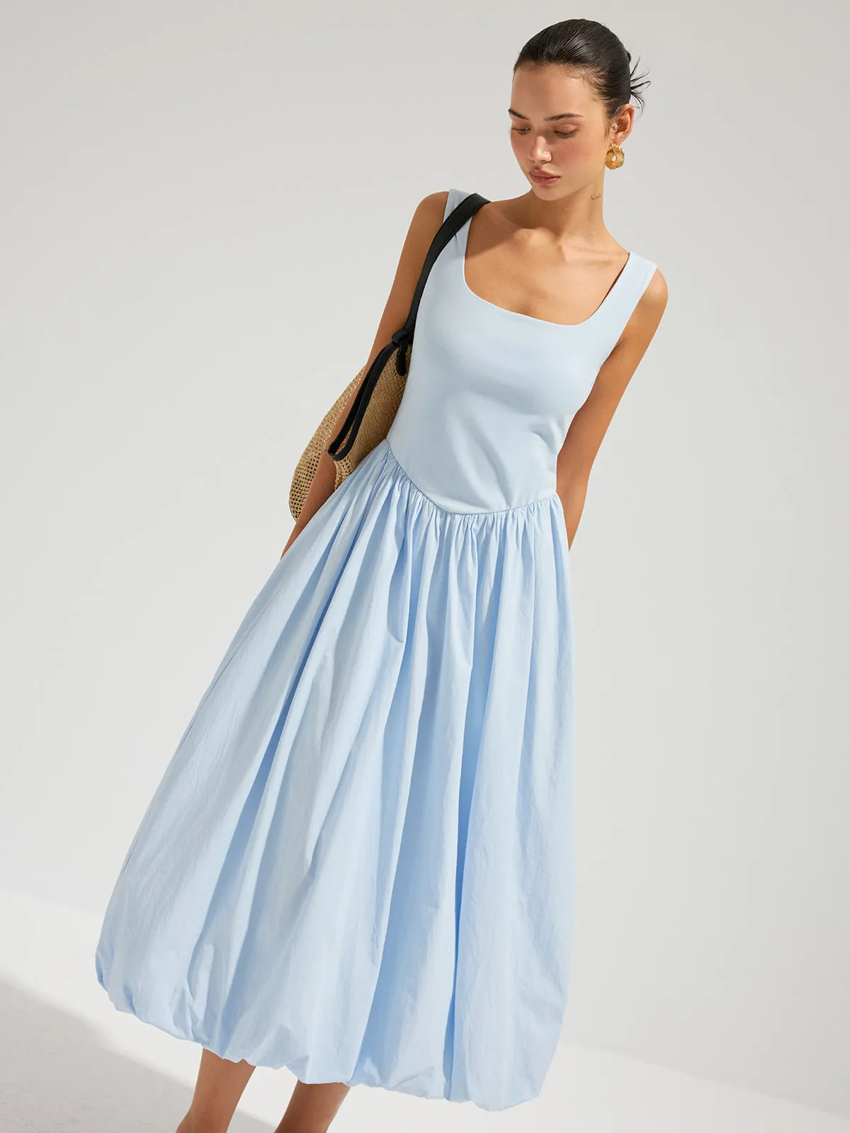 Backless Sleeveless Cotton Midi Dress sold by COMMENSE product image thumbnail 3