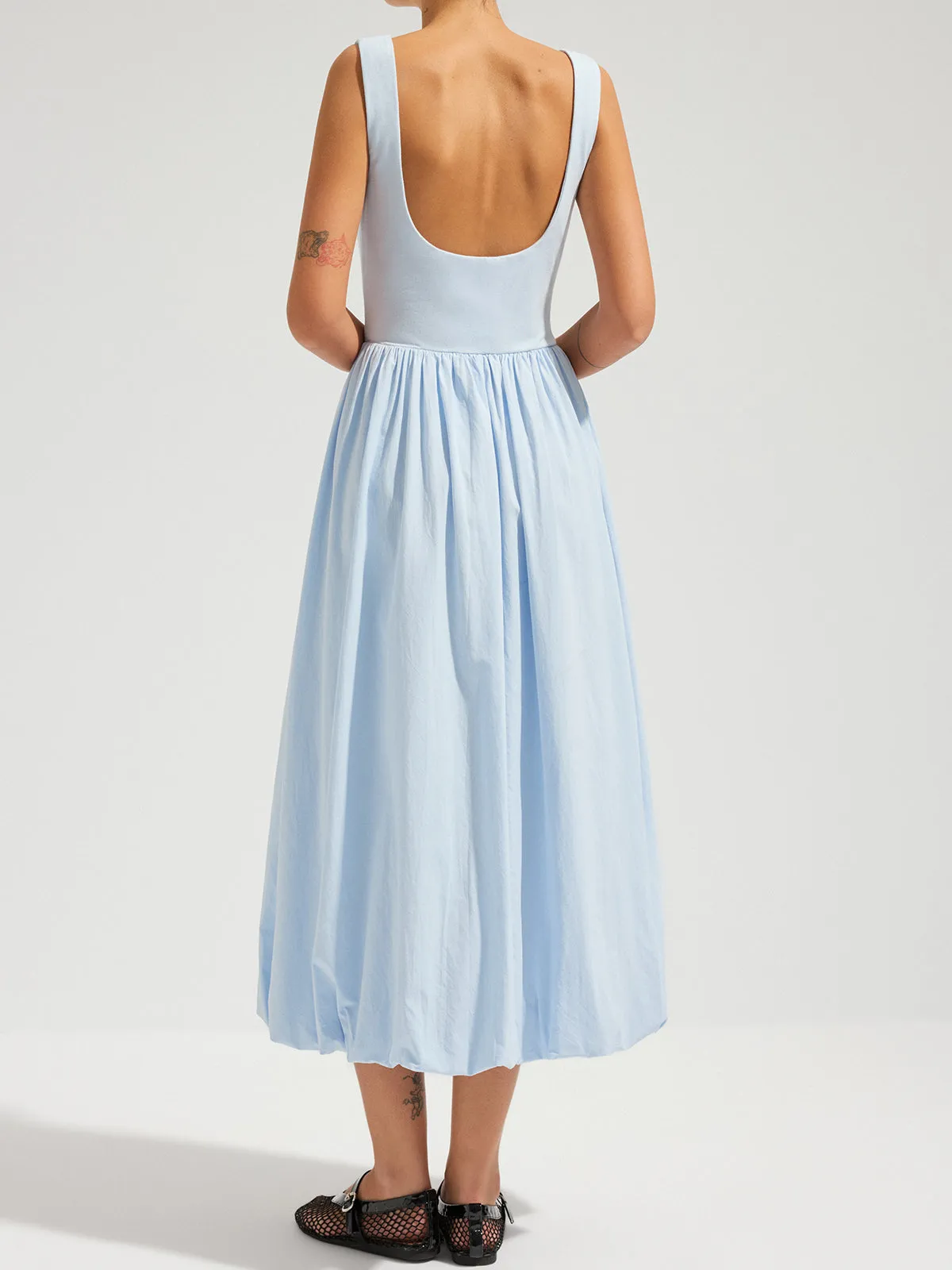 Backless Sleeveless Cotton Midi Dress sold by COMMENSE product image thumbnail 4