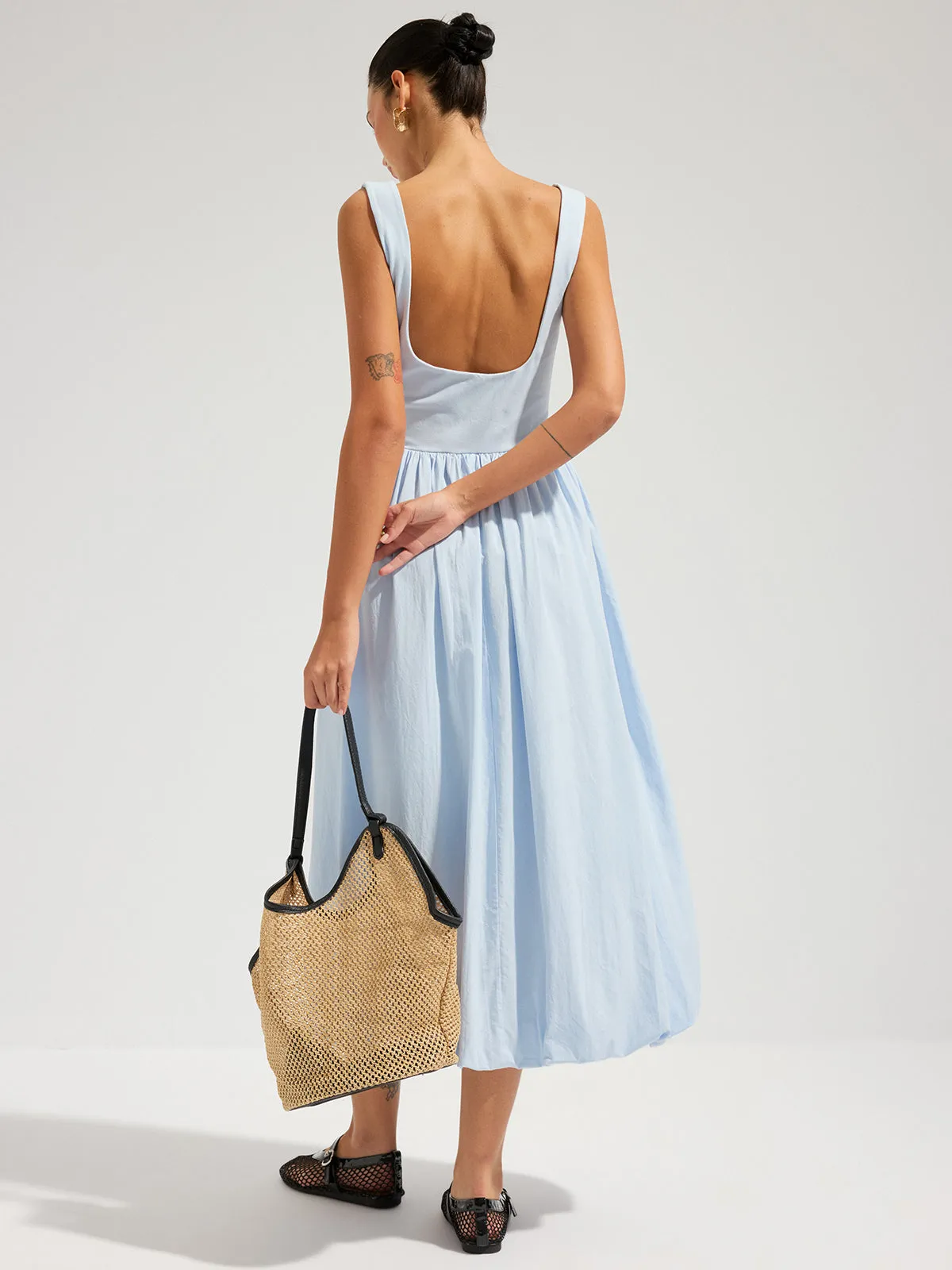 Backless Sleeveless Cotton Midi Dress sold by COMMENSE