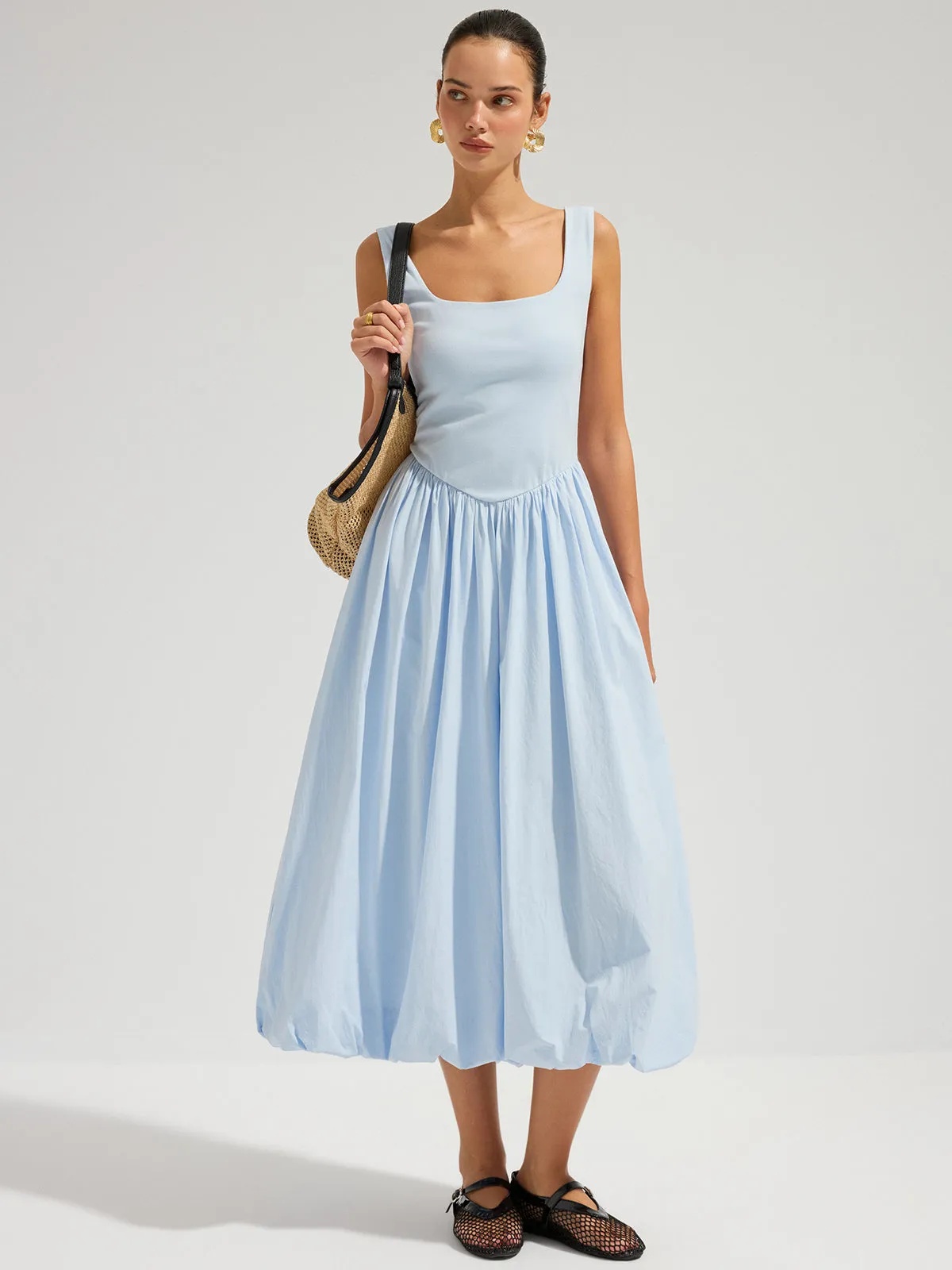 Backless Sleeveless Cotton Midi Dress sold by COMMENSE product image thumbnail 5