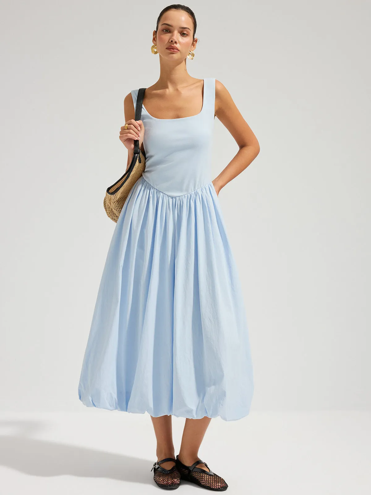 Backless Sleeveless Cotton Midi Dress sold by COMMENSE product image thumbnail 2
