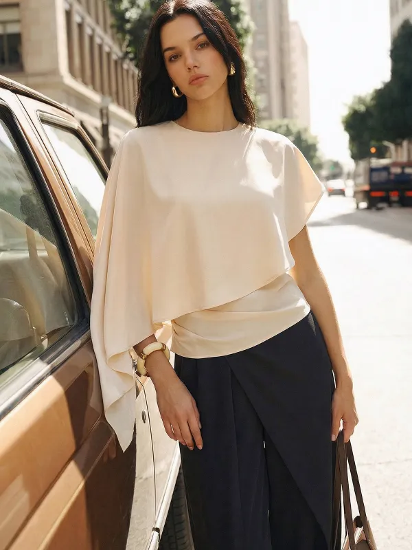 Draped Asymmetrical Satin Blouse made by COMMENSE