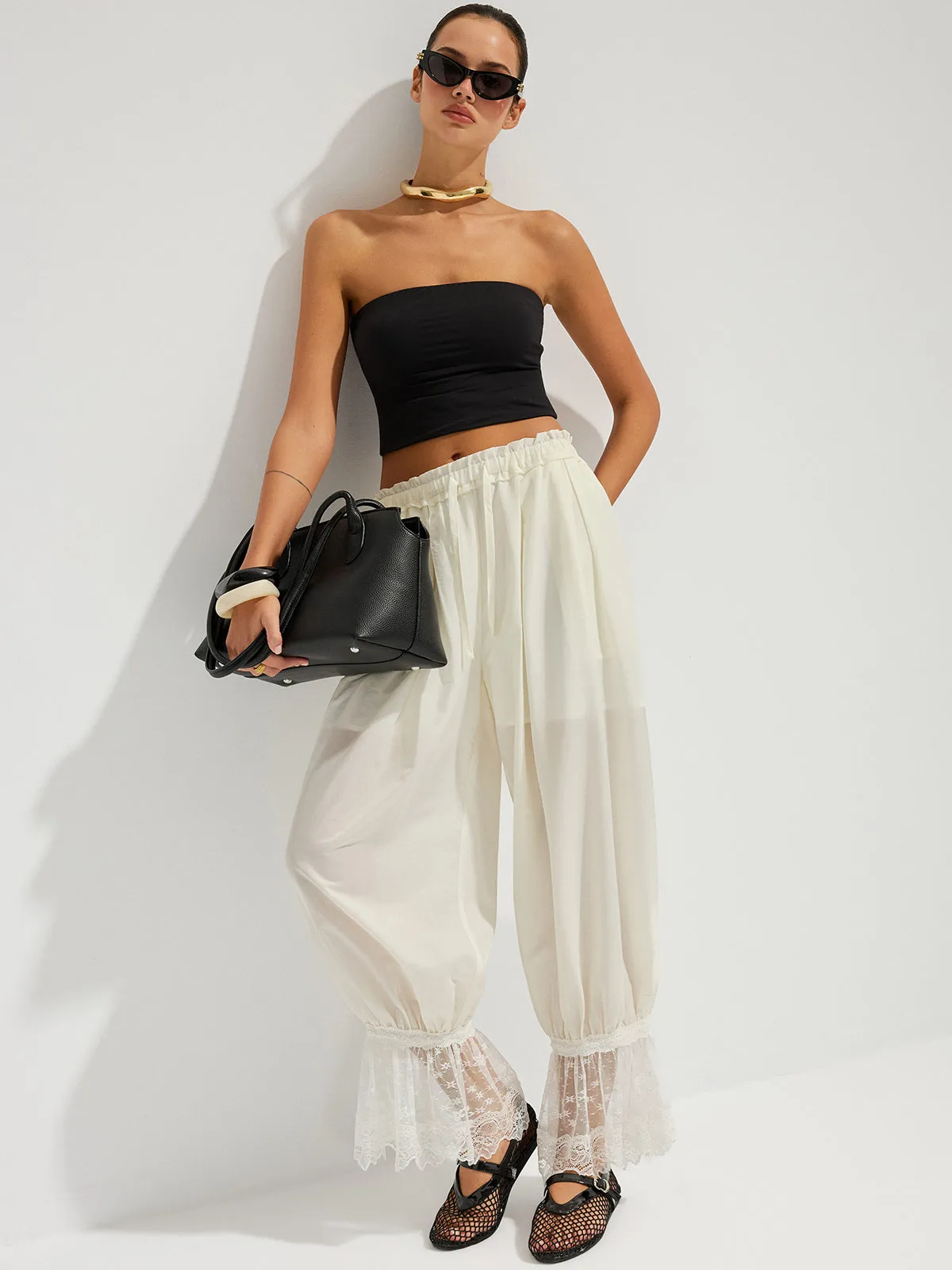 Lace Cuff Drawstring Harem Pants sold by COMMENSE product image thumbnail 2