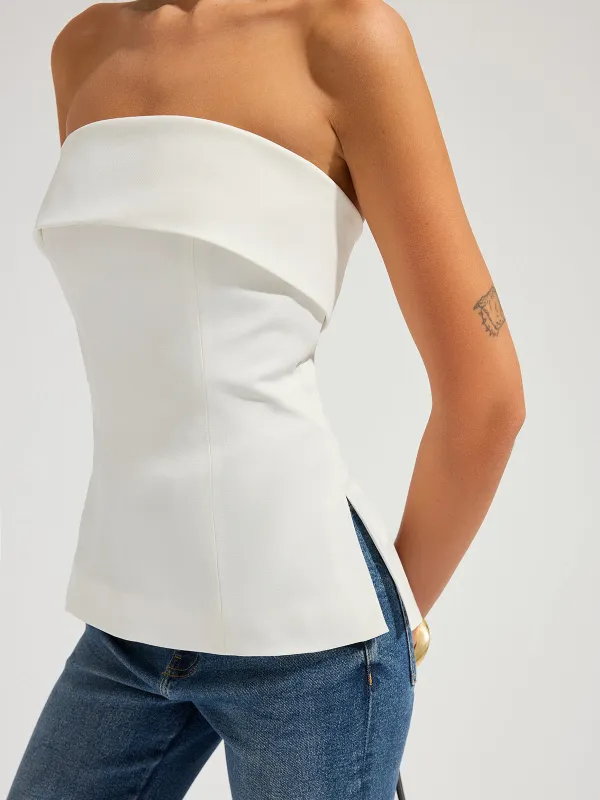 Strapless Foldover Side Slit Tube Top made by COMMENSE