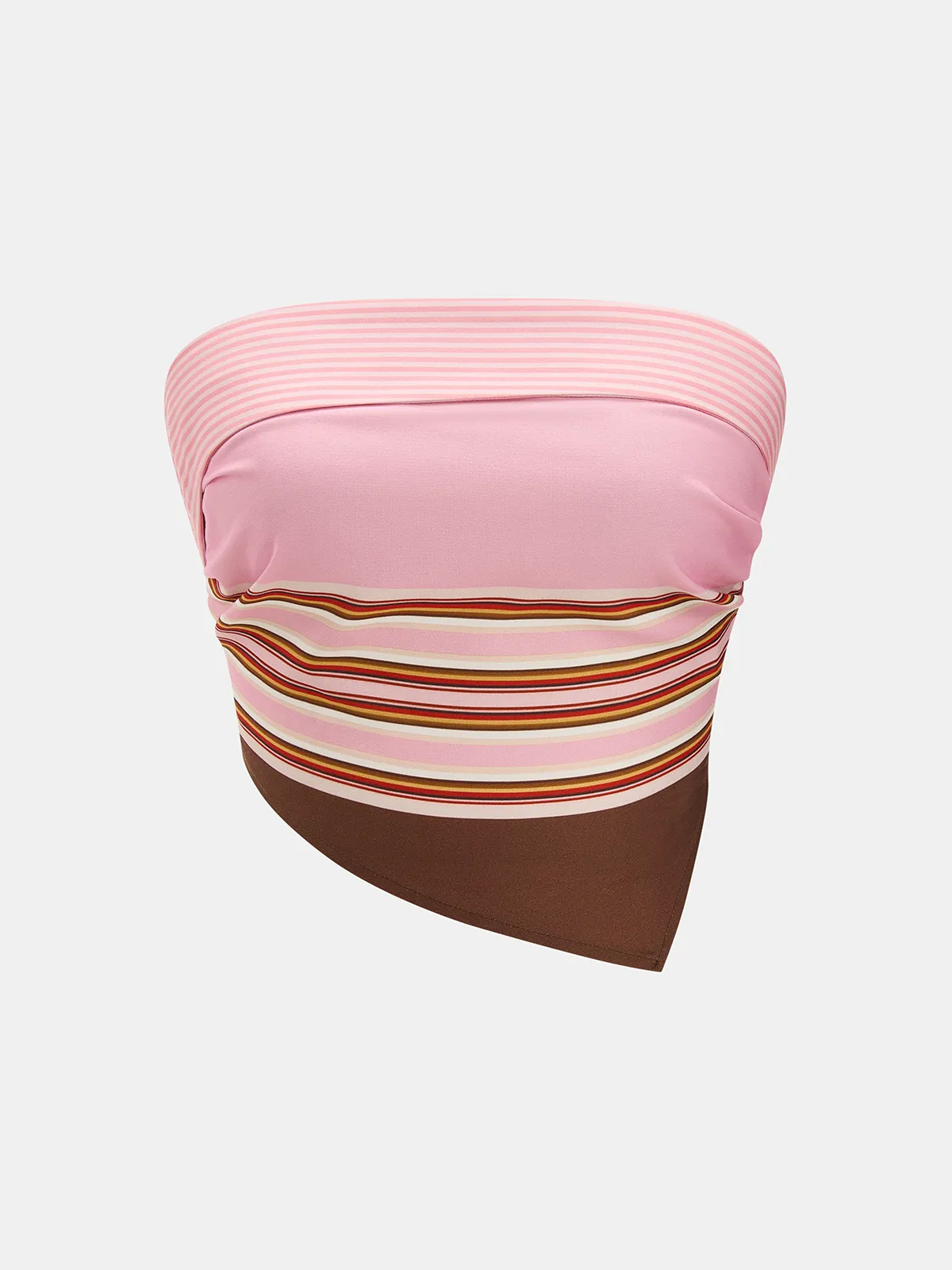 Striped Strapless Asymmetric Top & Skirt Set sold by COMMENSE product image thumbnail 2